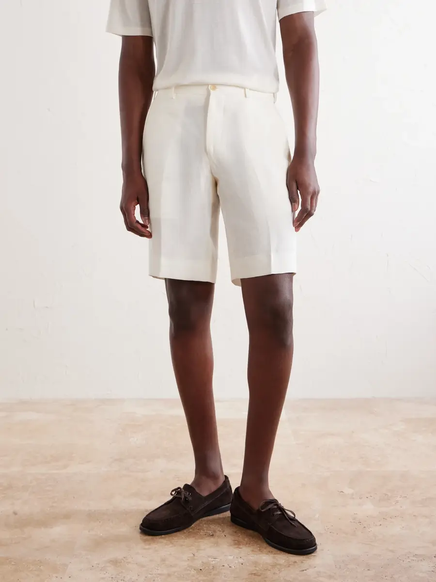 Anderson & Sheppard Straight-Leg Garment-Dyed Linen Shorts - Men | Thumbnail 3 Anderson & Sheppard Straight-Leg Garment-Dyed Linen Shorts - Men | Thumbnail 3