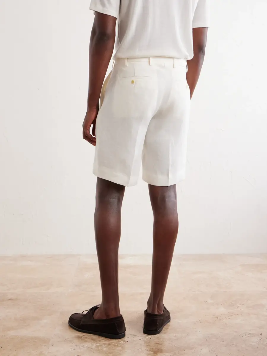 Anderson & Sheppard Straight-Leg Garment-Dyed Linen Shorts - Men | Thumbnail 4 Anderson & Sheppard Straight-Leg Garment-Dyed Linen Shorts - Men | Thumbnail 4