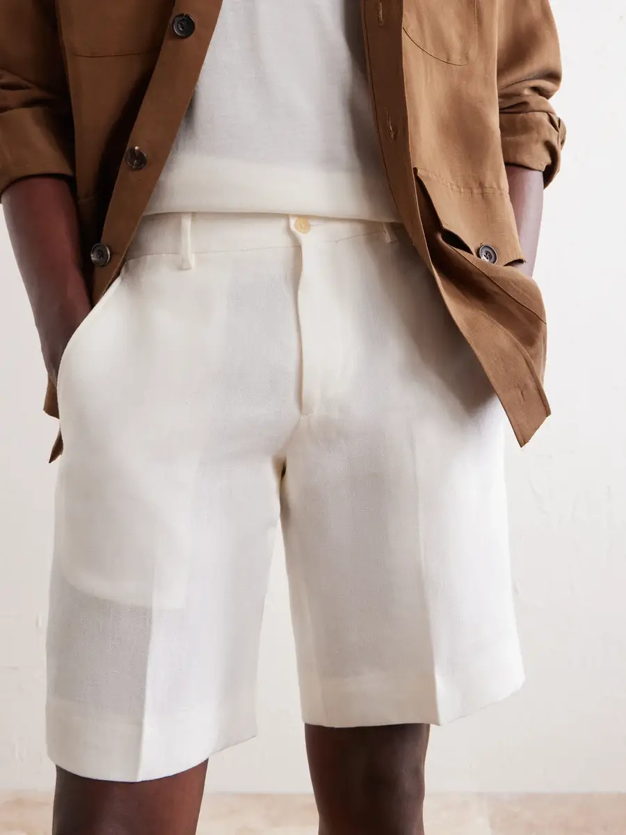 Anderson & Sheppard Straight-Leg Garment-Dyed Linen Shorts - Men | Thumbnail 5 Anderson & Sheppard Straight-Leg Garment-Dyed Linen Shorts - Men | Thumbnail 5
