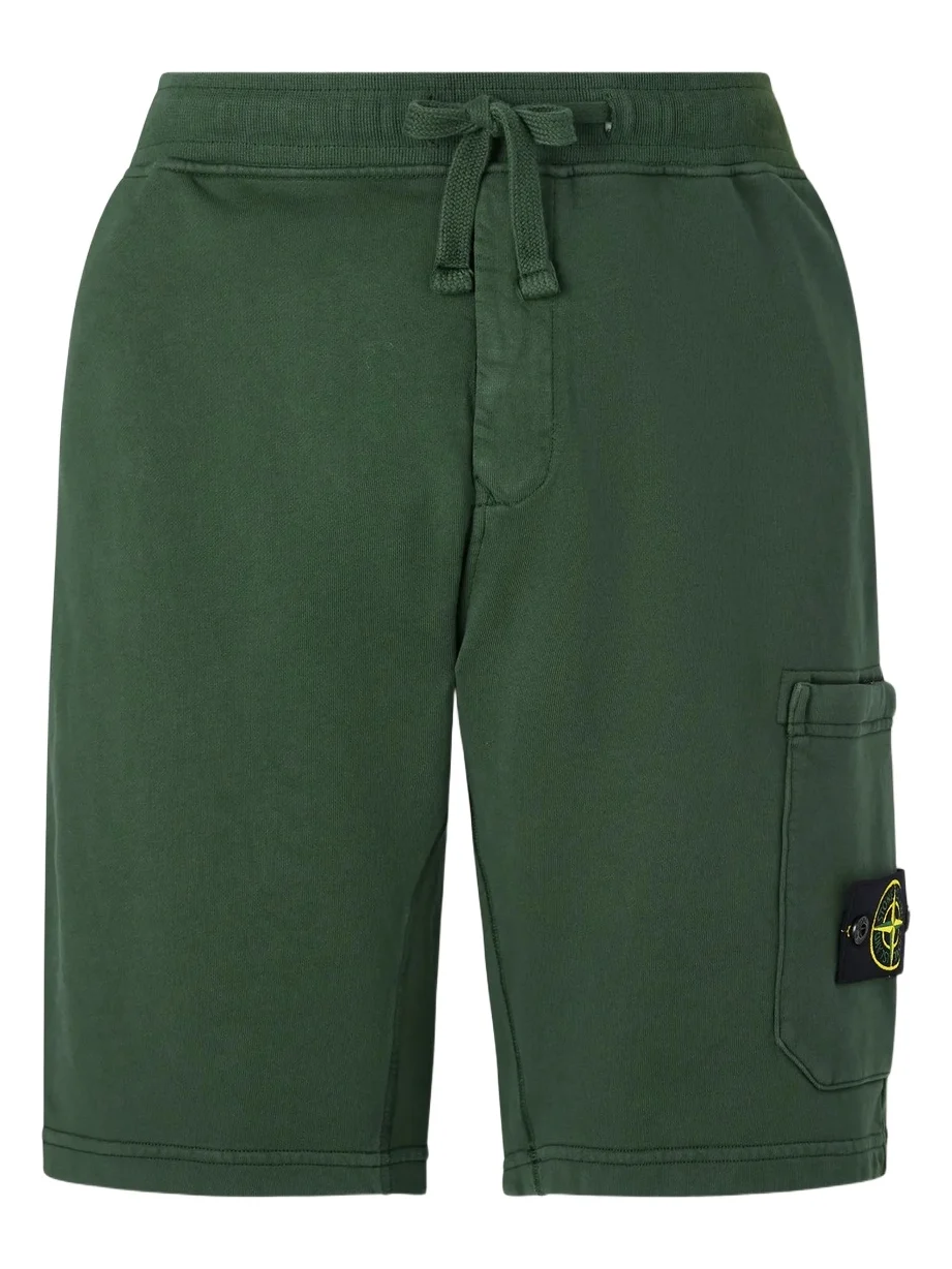 Stone Island Straight-Leg Garment-Dyed Organic Cotton-Fleece Drawstring Shorts - Men