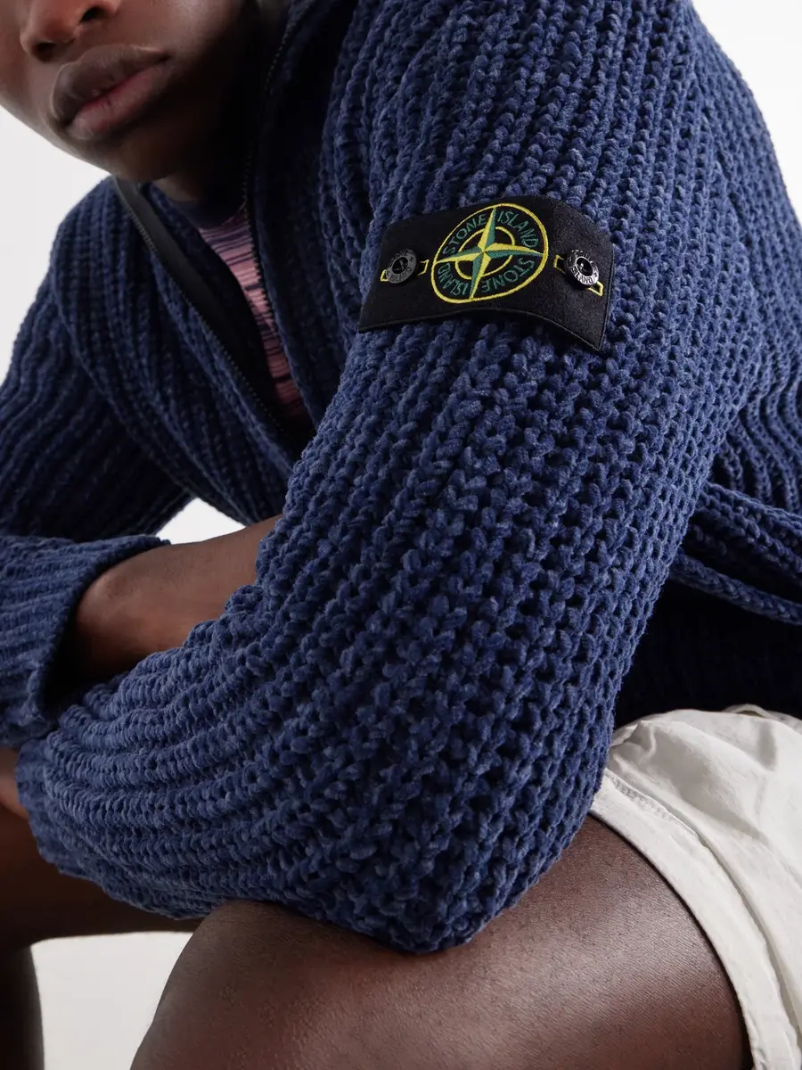 Stone Island Knitted Mouliné Cotton-Chenille Zip-Up Hoodie - Men | Thumbnail 5 Stone Island Knitted Mouliné Cotton-Chenille Zip-Up Hoodie - Men | Thumbnail 5