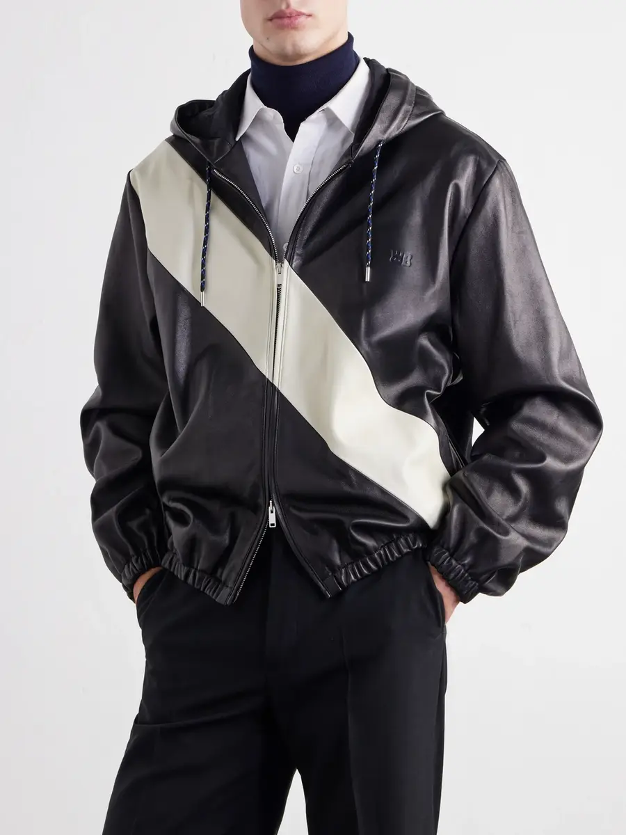Wales Bonner Vista Striped Leather Hooded Jacket - Men | Thumbnail 3 Wales Bonner Vista Striped Leather Hooded Jacket - Men | Thumbnail 3