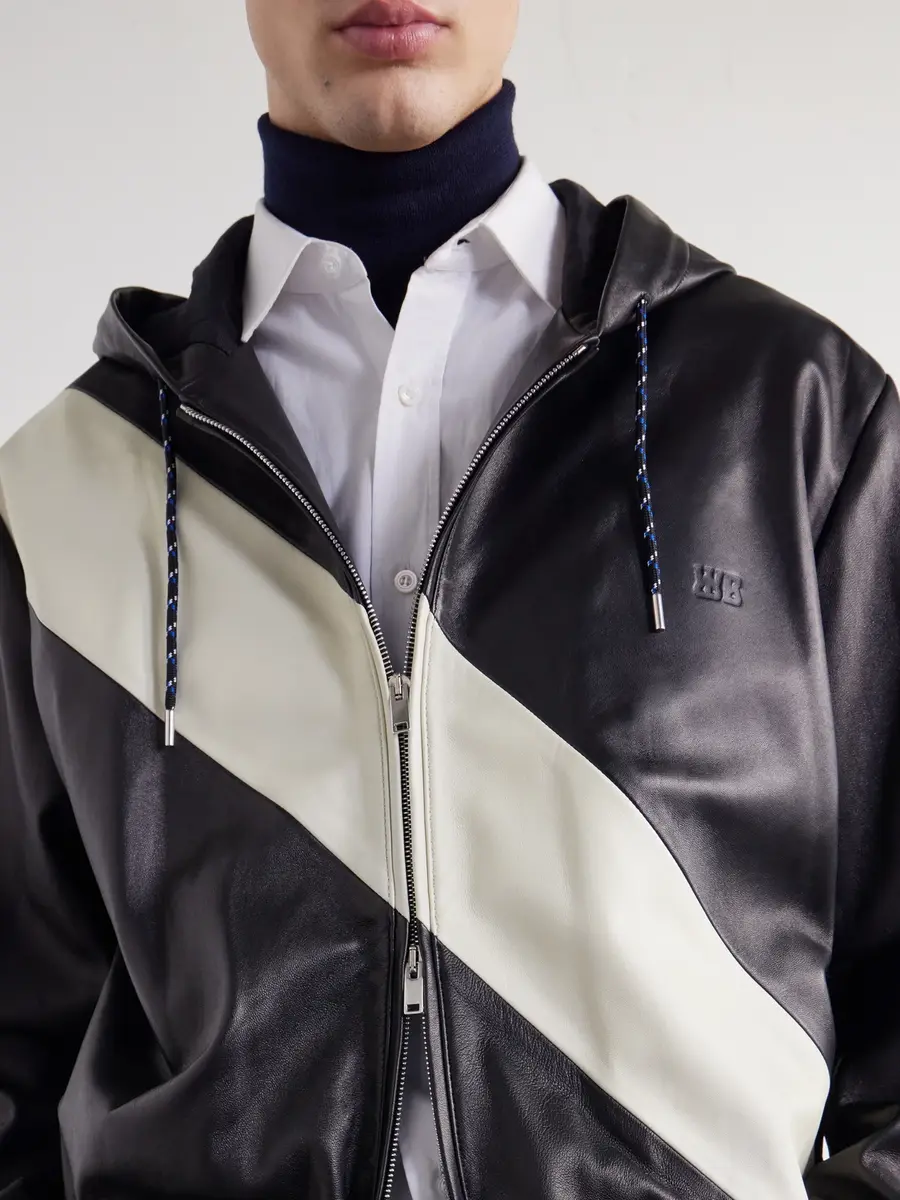 Wales Bonner Vista Striped Leather Hooded Jacket - Men | Thumbnail 5 Wales Bonner Vista Striped Leather Hooded Jacket - Men | Thumbnail 5