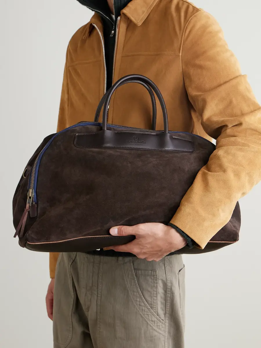 Bleu de Chauffe Leather-Trimmed Suede Weekend Bag - Men | Thumbnail 2 Bleu de Chauffe Leather-Trimmed Suede Weekend Bag - Men | Thumbnail 2
