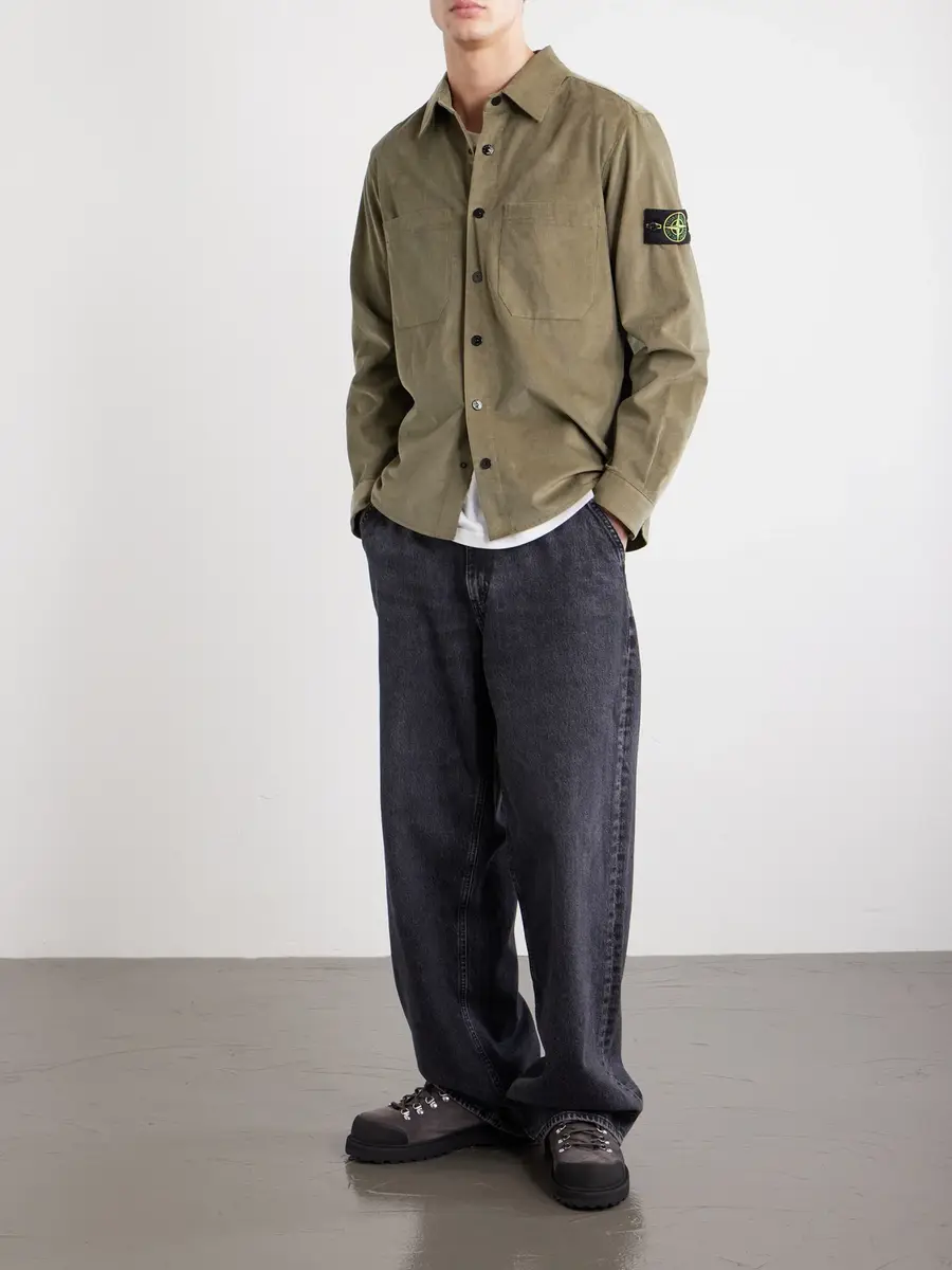 Stone Island Logo-Appliquéd Organic Cotton-Corduroy 880 Shirt - Men | Thumbnail 2