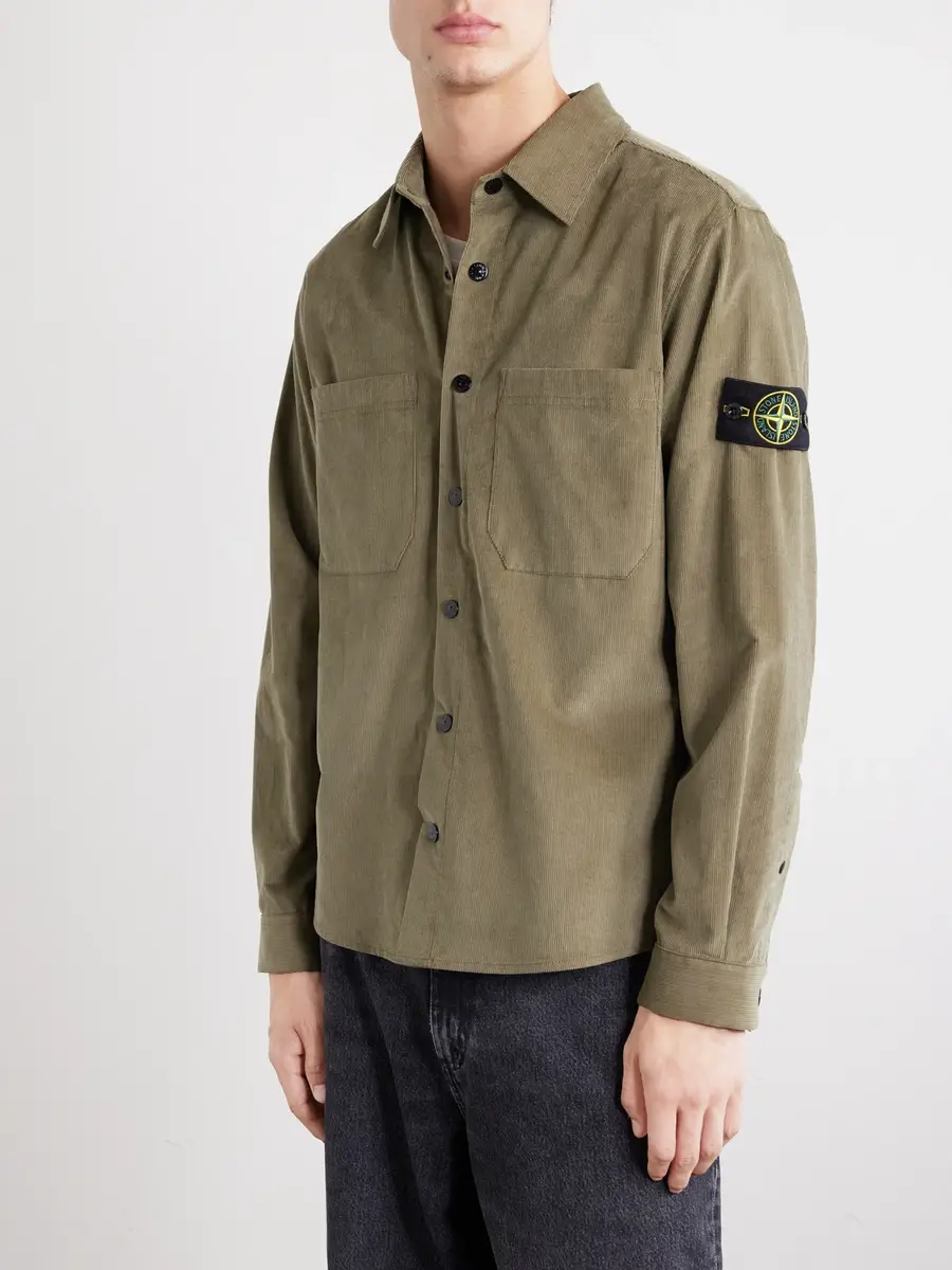 Stone Island Logo-Appliquéd Organic Cotton-Corduroy 880 Shirt - Men | Thumbnail 3