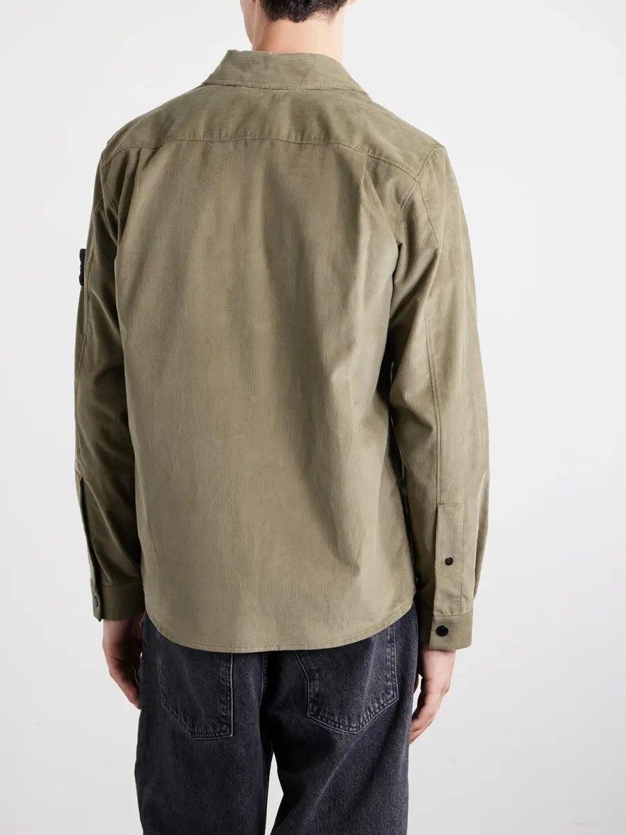 Stone Island Logo-Appliquéd Organic Cotton-Corduroy 880 Shirt - Men | Thumbnail 4