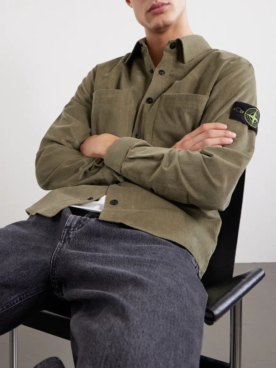Stone Island Logo-Appliquéd Organic Cotton-Corduroy 880 Shirt - Men | Thumbnail 5