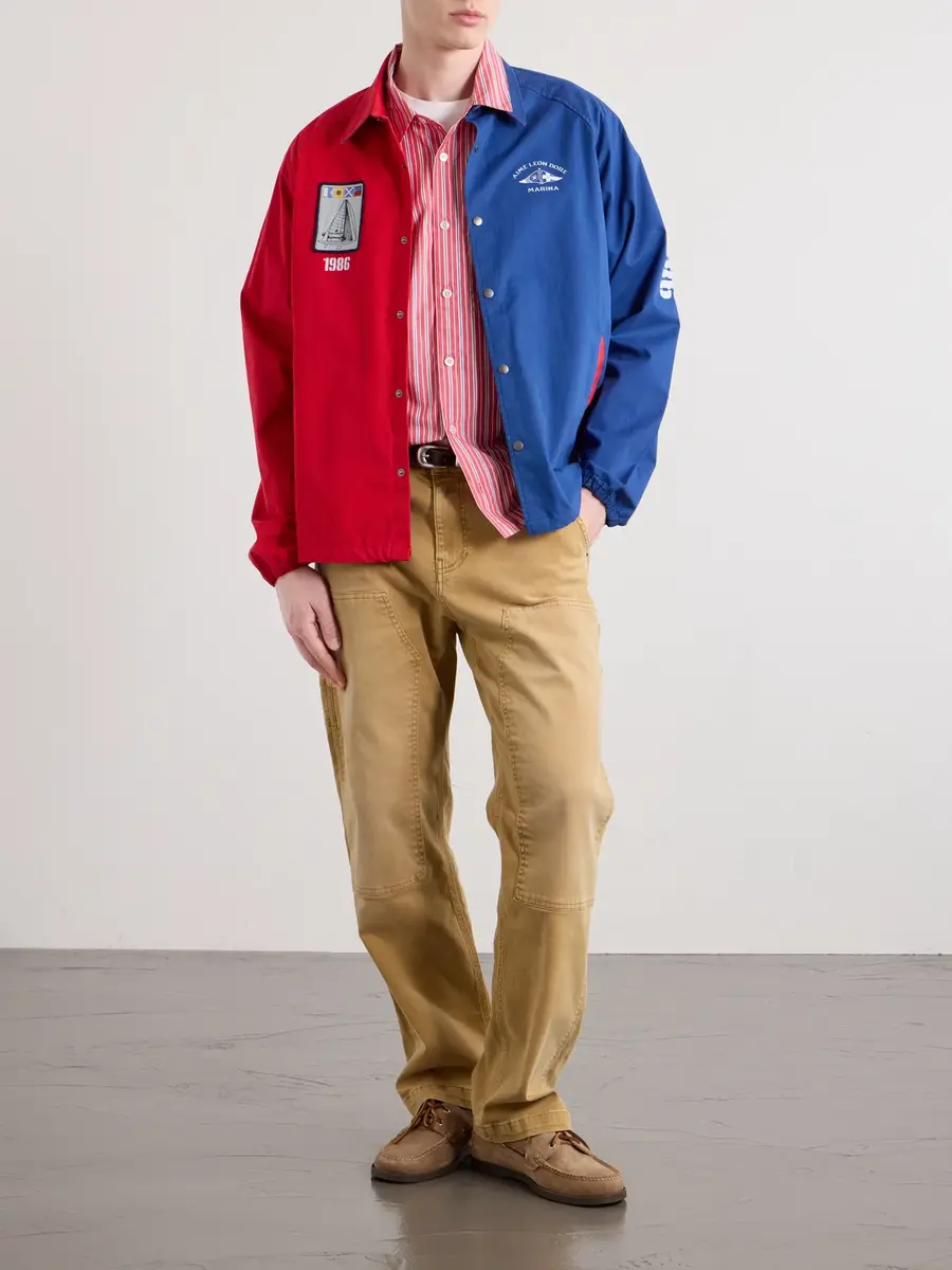 Aimé Leon Dore Logo-Print Colour-Block Cotton Overshirt - Men | Thumbnail 2