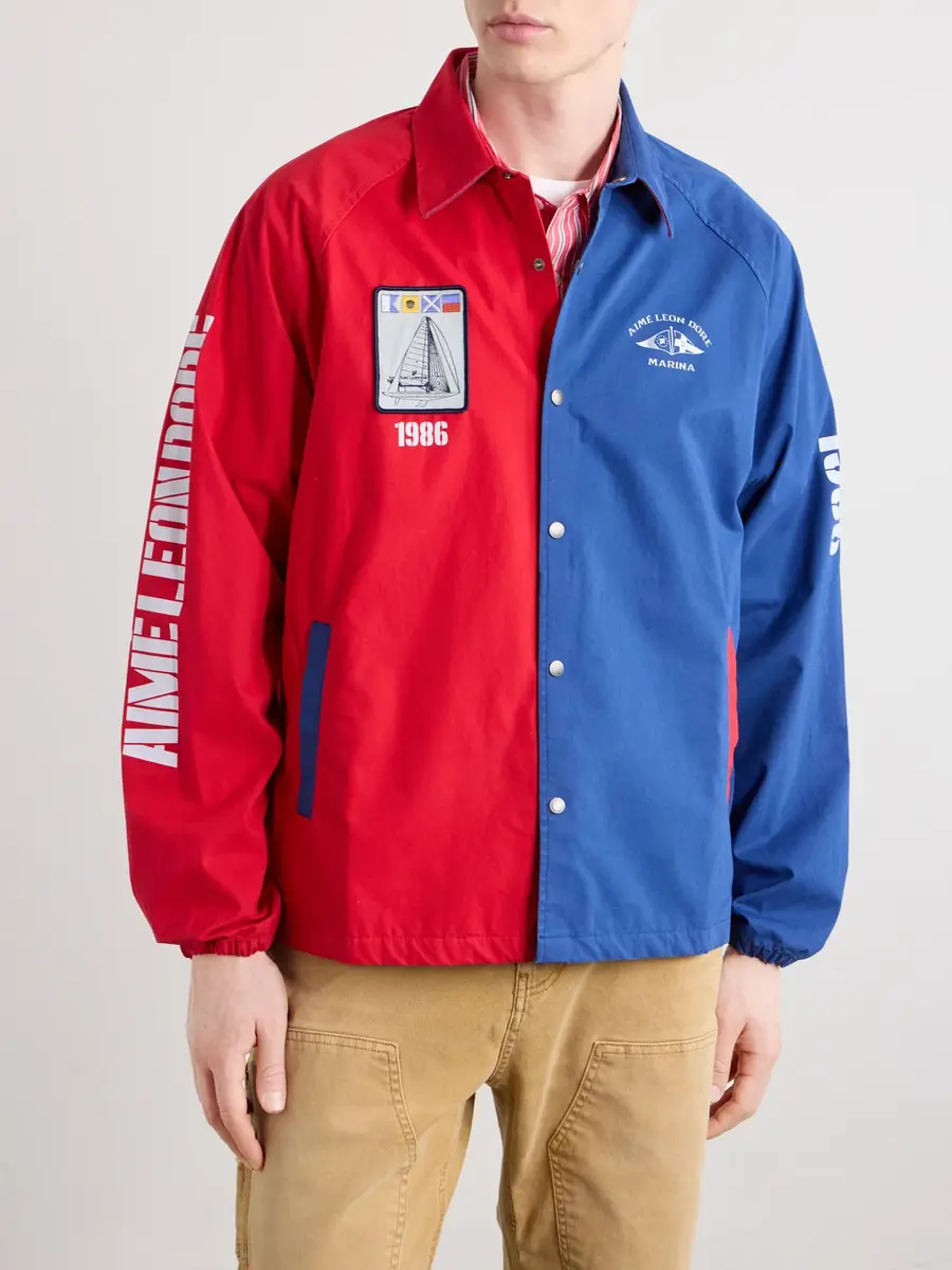 Aimé Leon Dore Logo-Print Colour-Block Cotton Overshirt - Men | Thumbnail 3