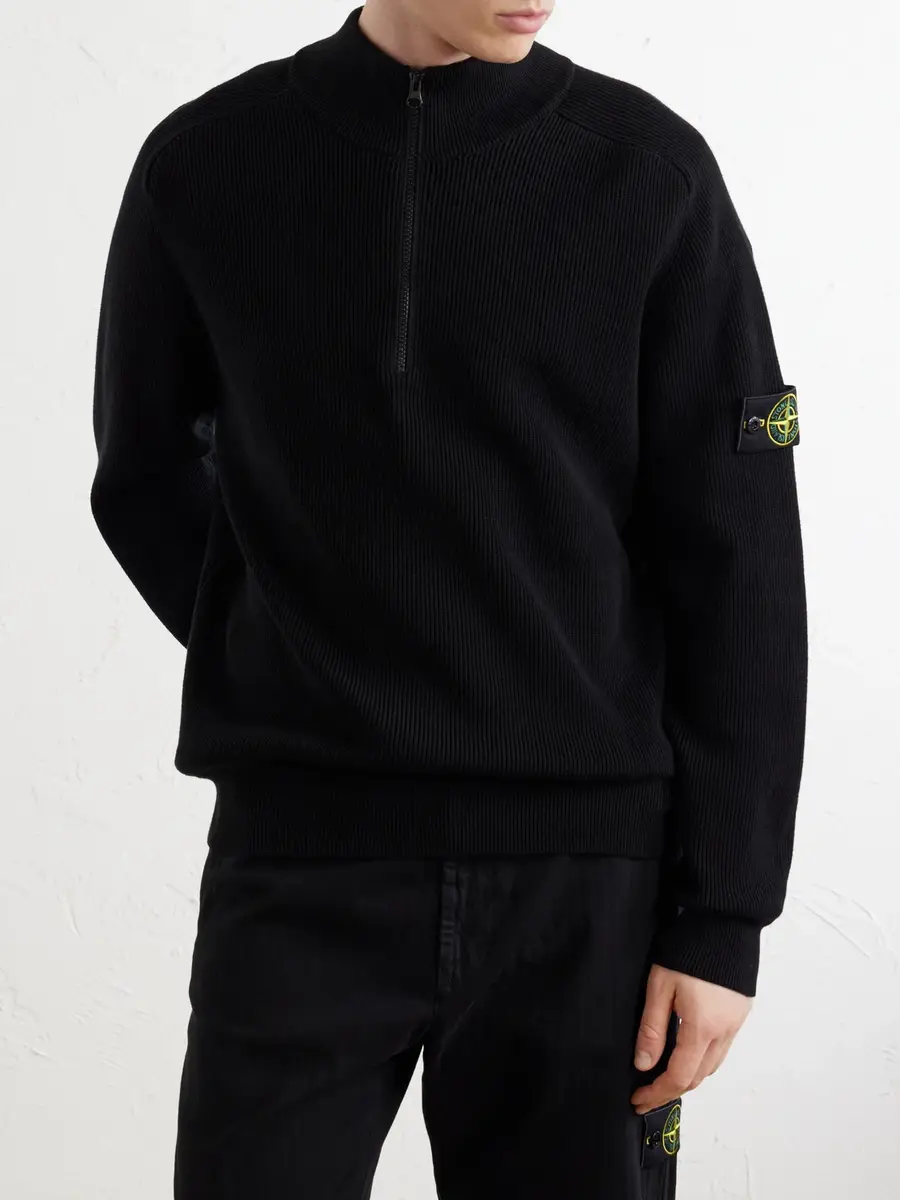 Stone Island Ribbed Organic Cotton Zip-Up Sweater - Men | Thumbnail 3 Stone Island Ribbed Organic Cotton Zip-Up Sweater - Men | Thumbnail 3