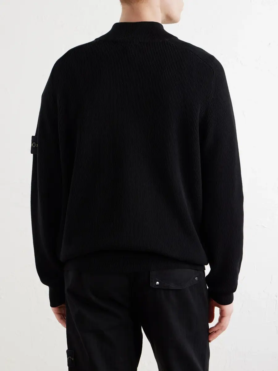 Stone Island Ribbed Organic Cotton Zip-Up Sweater - Men | Thumbnail 4 Stone Island Ribbed Organic Cotton Zip-Up Sweater - Men | Thumbnail 4