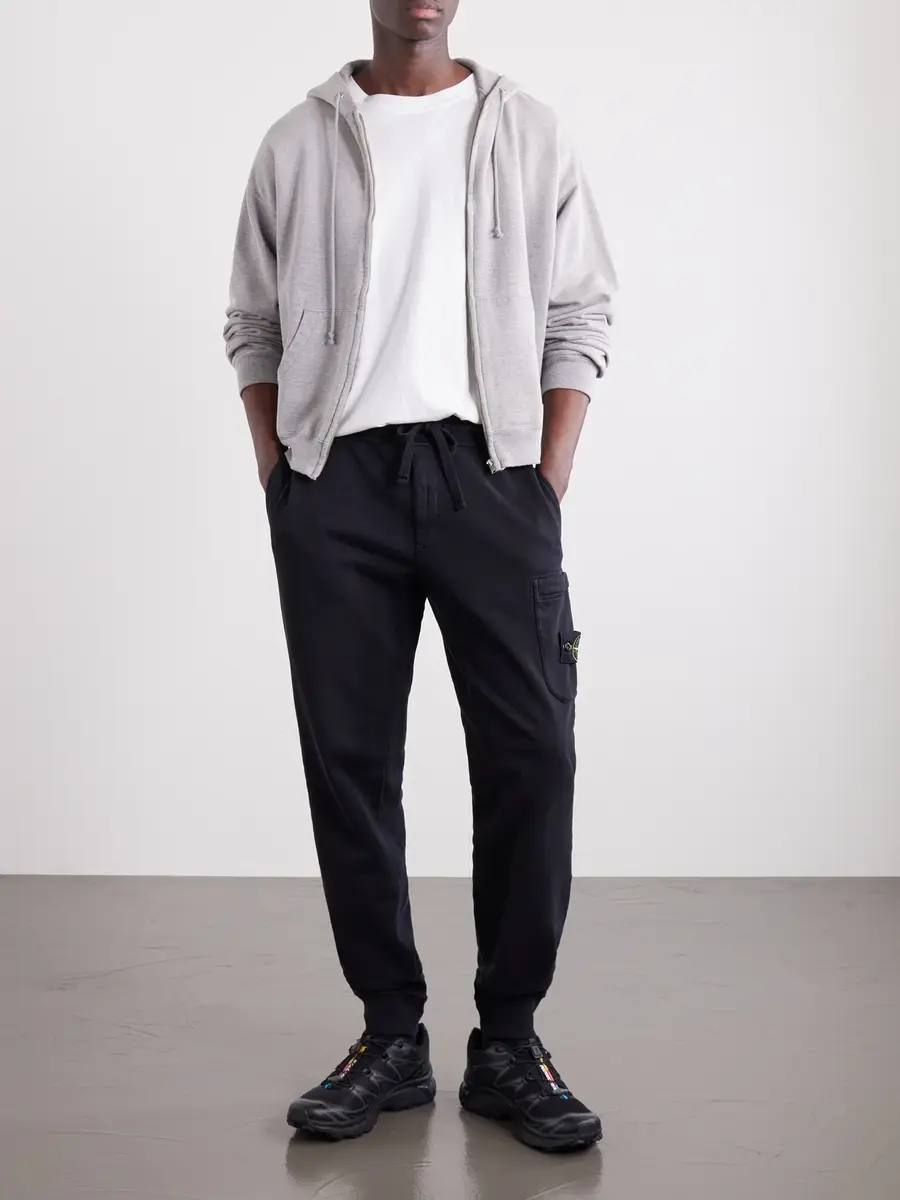 Stone Island Straight-Leg Garment-Dyed Cotton-Fleece Sweatpants - Men | Thumbnail 2 Stone Island Straight-Leg Garment-Dyed Cotton-Fleece Sweatpants - Men | Thumbnail 2