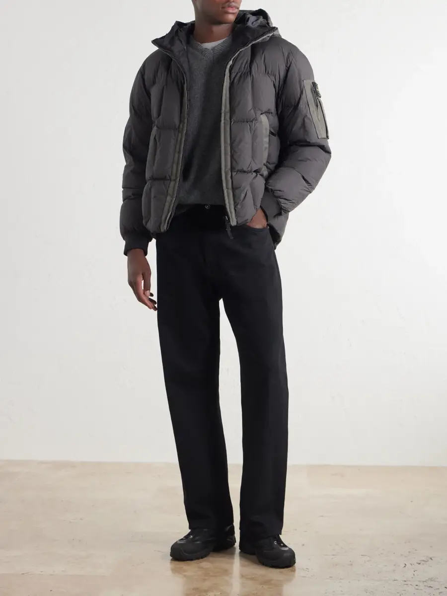Stone Island Logo-Appliquéd Padded Quilted Garment-Dyed Crinkle Reps NY Shell Down Jacket - Men | Thumbnail 2 Stone Island Logo-Appliquéd Padded Quilted Garment-Dyed Crinkle Reps NY Shell Down Jacket - Men | Thumbnail 2