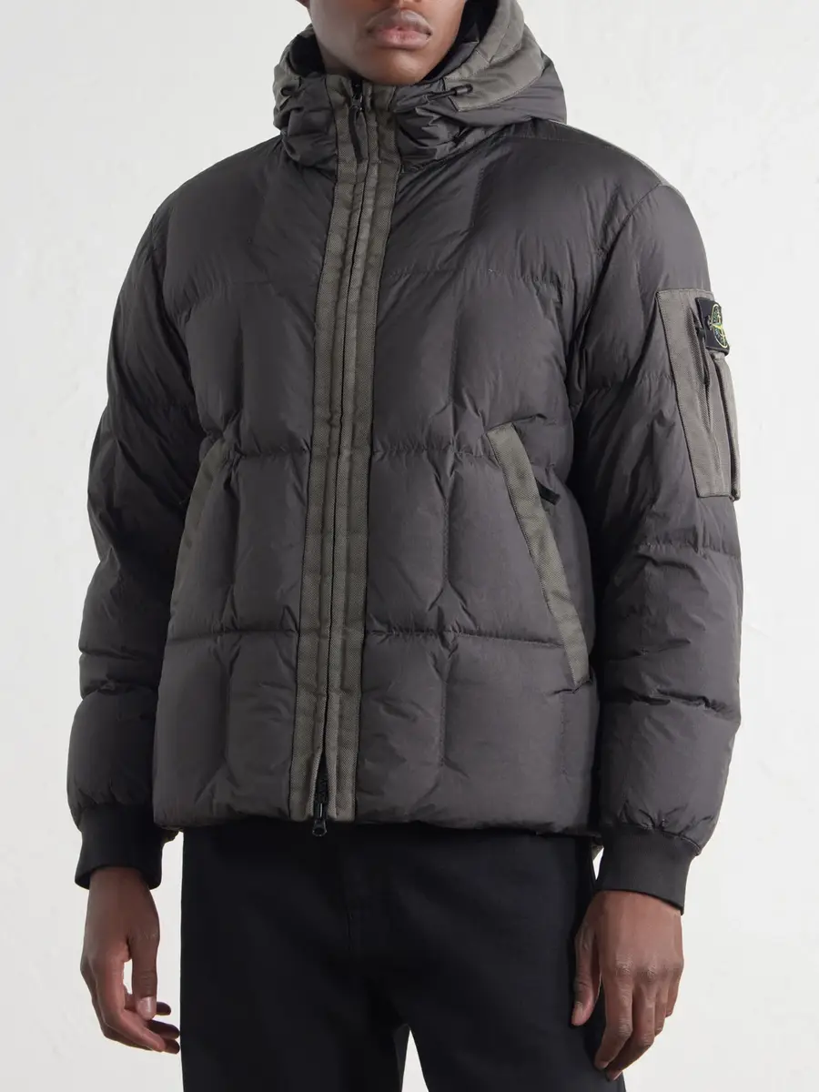 Stone Island Logo-Appliquéd Padded Quilted Garment-Dyed Crinkle Reps NY Shell Down Jacket - Men | Thumbnail 3 Stone Island Logo-Appliquéd Padded Quilted Garment-Dyed Crinkle Reps NY Shell Down Jacket - Men | Thumbnail 3