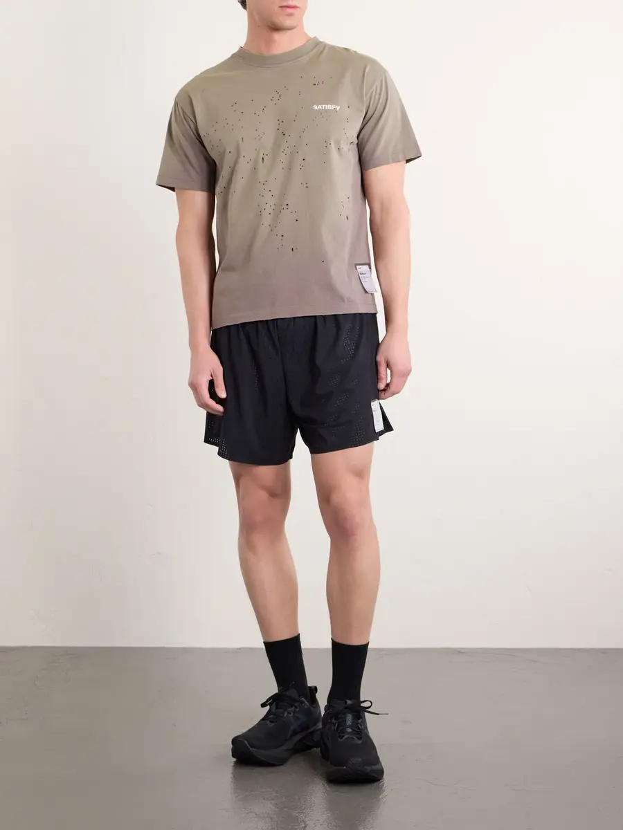 Satisfy Logo-Print Distressed MothTech™ Organic Cotton-Jersey T-Shirt - Men | Thumbnail 2 Satisfy Logo-Print Distressed MothTech™ Organic Cotton-Jersey T-Shirt - Men | Thumbnail 2