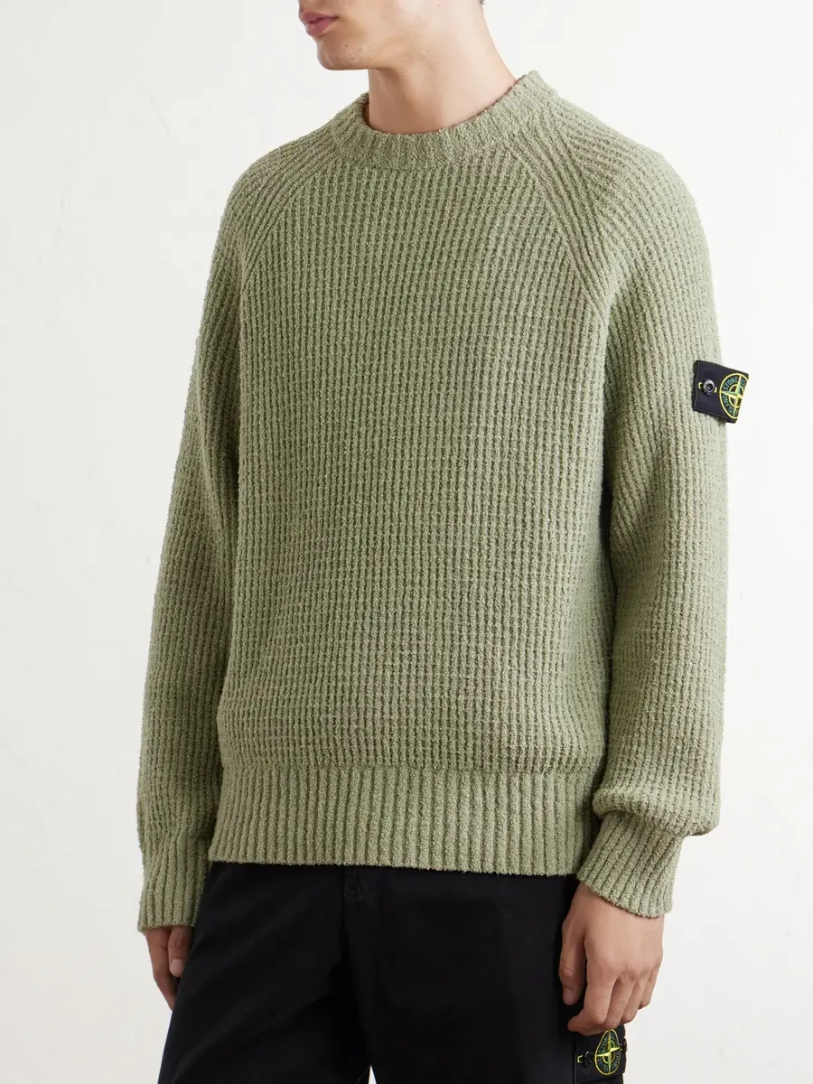Stone Island Ribbed Cotton-Bouclé Sweater - Men | Thumbnail 3 Stone Island Ribbed Cotton-Bouclé Sweater - Men | Thumbnail 3