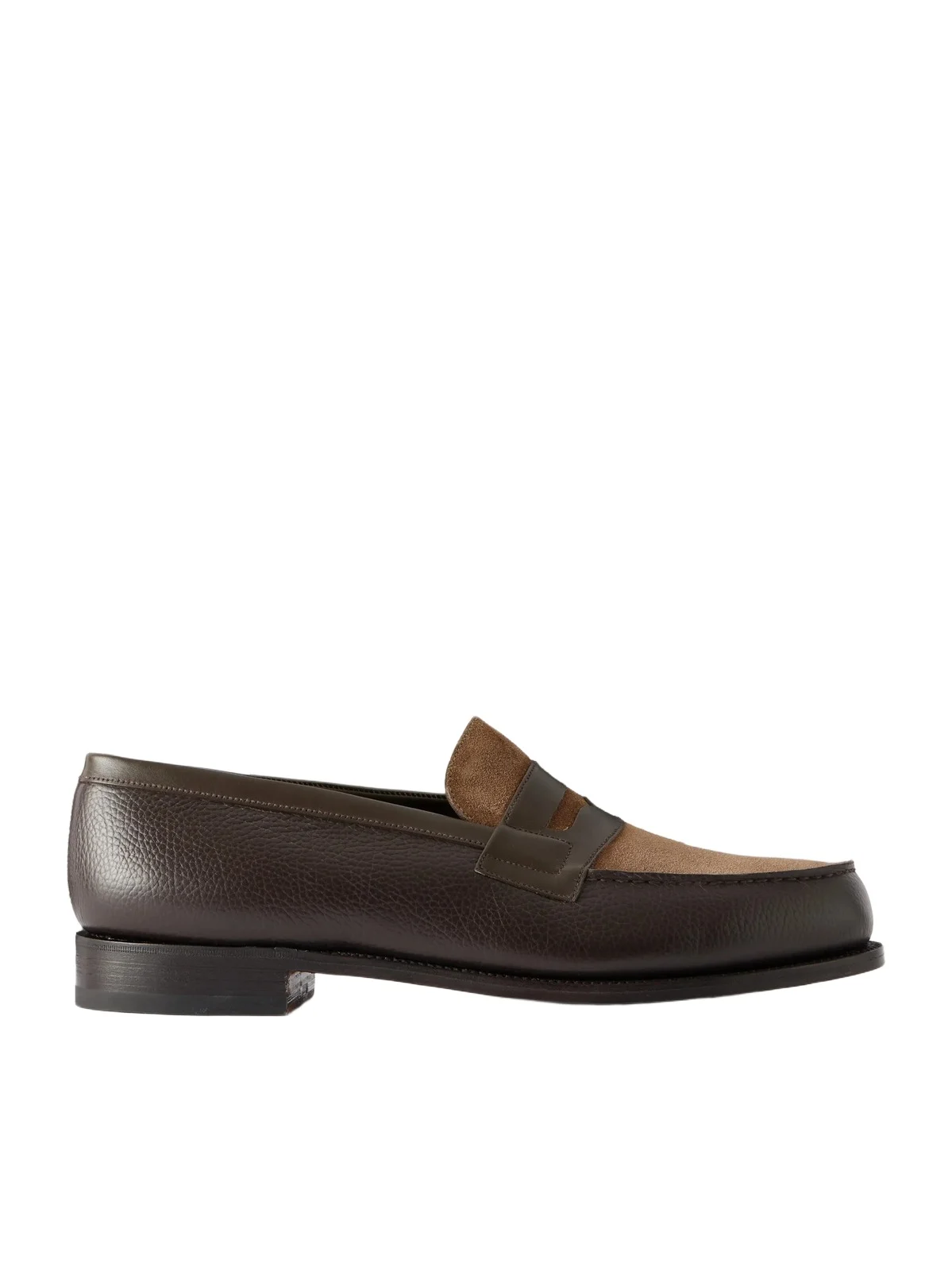 J.M. Weston 180 Leather-Trimmed Suede Penny Loafers - Men