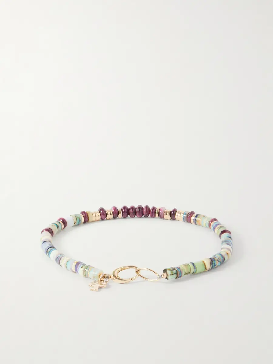 Peyote Bird Cadiz 14-Karat Gold, Opal and Oyster Shell Beaded Bracelet - Men | Thumbnail 3