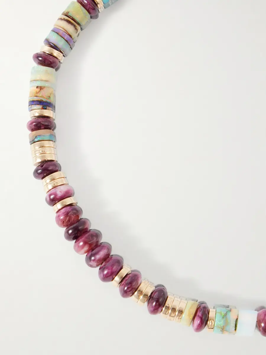 Peyote Bird Cadiz 14-Karat Gold, Opal and Oyster Shell Beaded Bracelet - Men | Thumbnail 4