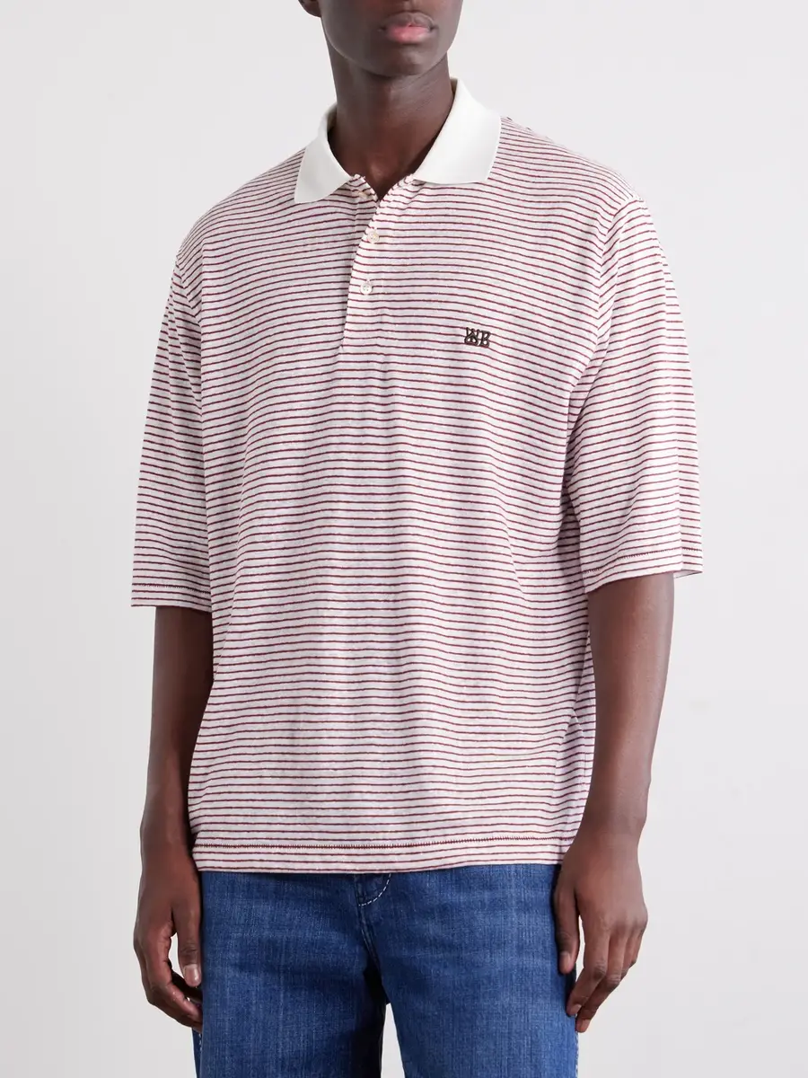 Wales Bonner Bask Striped Linen and Cotton-Blend Polo Shirt - Men | Thumbnail 3 Wales Bonner Bask Striped Linen and Cotton-Blend Polo Shirt - Men | Thumbnail 3