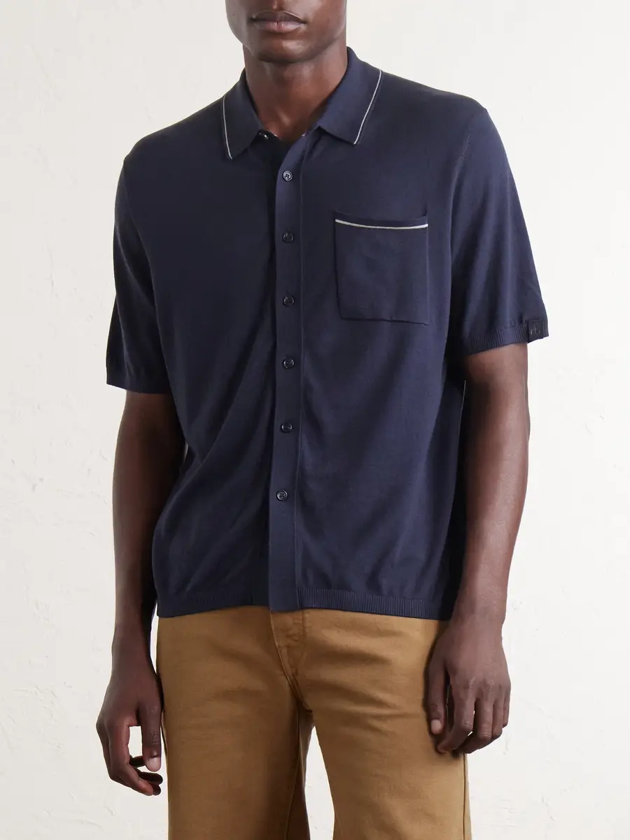 rag & bone Conrad Cotton and Silk-Blend Polo Shirt - Men | Thumbnail 3