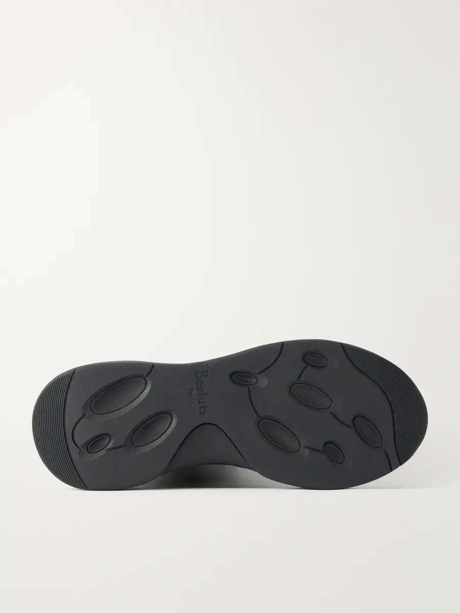 Berluti Shadow Leather-Trimmed Stretch-Knit Sneakers - Men | Thumbnail 3