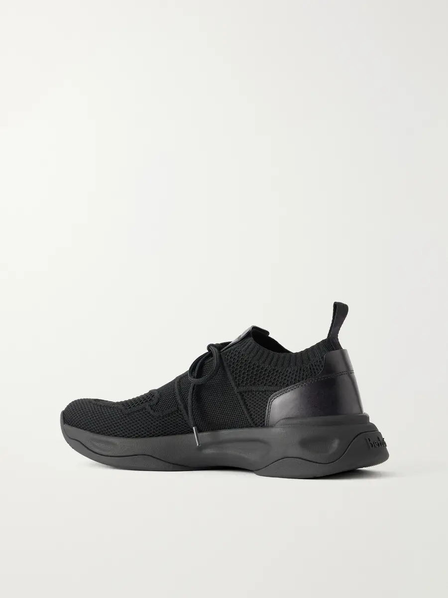 Berluti Shadow Leather-Trimmed Stretch-Knit Sneakers - Men | Thumbnail 4