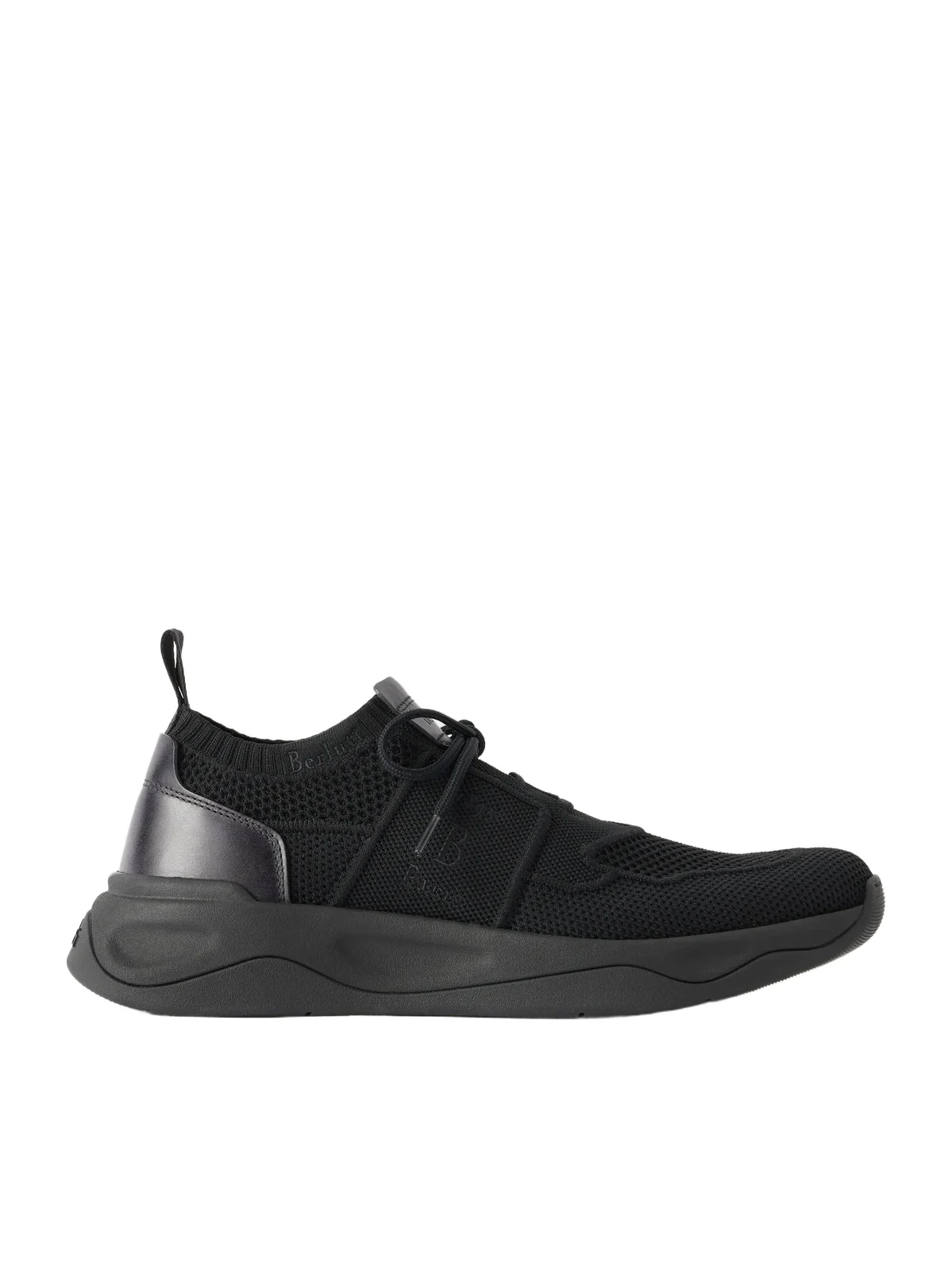 Berluti Shadow Leather-Trimmed Stretch-Knit Sneakers - Men