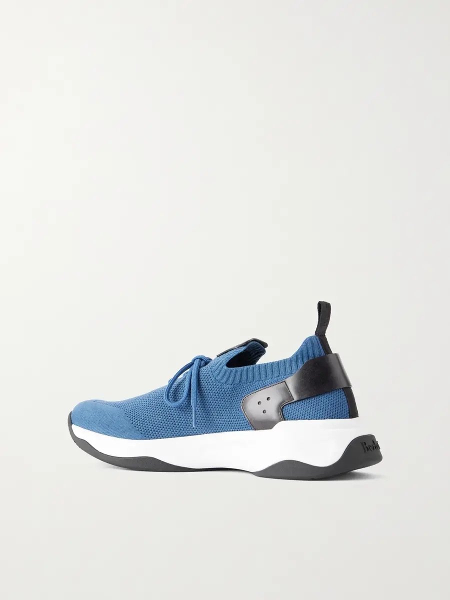 Berluti Shadow Leather-Trimmed Stretch-Knit Sneakers - Men | Thumbnail 4
