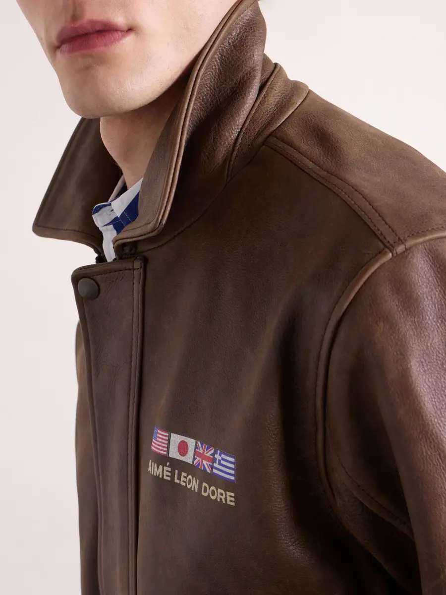 Aimé Leon Dore World's Borough Logo-Print Leather Jacket - Men | Thumbnail 5 Aimé Leon Dore World's Borough Logo-Print Leather Jacket - Men | Thumbnail 5