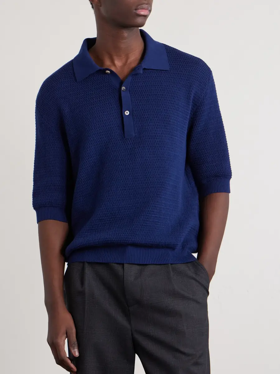 De Bonne Facture Honeycomb-Knit Cotton Polo Shirt - Men | Thumbnail 3 De Bonne Facture Honeycomb-Knit Cotton Polo Shirt - Men | Thumbnail 3
