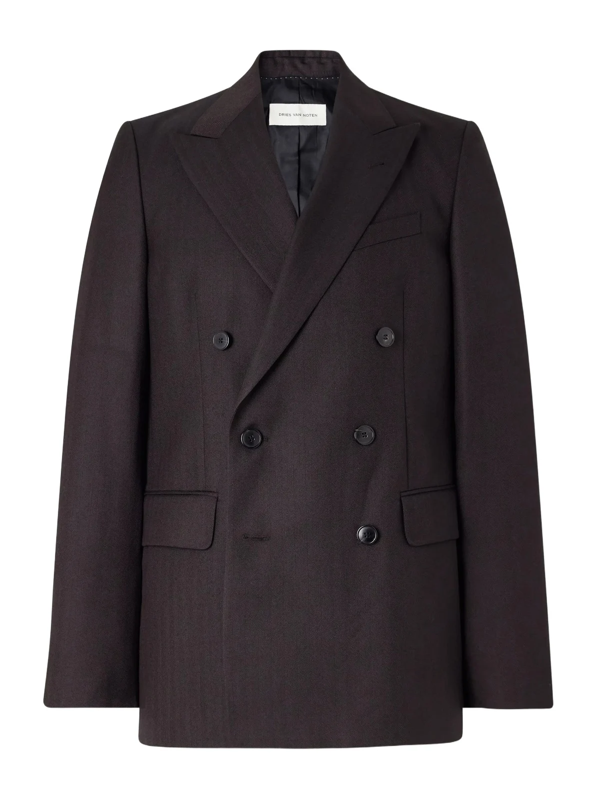 Double-Breasted Herringbone Wool Blazer - Men Double-Breasted Herringbone Wool Blazer - Men