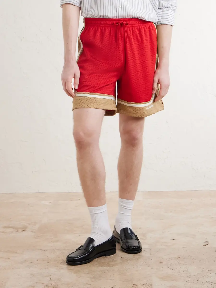 Aimé Leon Dore Novelty Straight-Leg Logo-Embroidered Mesh Drawstring Shorts - Men | Thumbnail 3