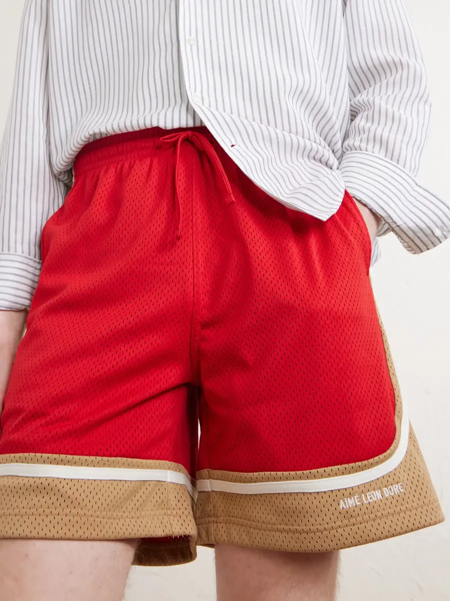 Aimé Leon Dore Novelty Straight-Leg Logo-Embroidered Mesh Drawstring Shorts - Men | Thumbnail 5