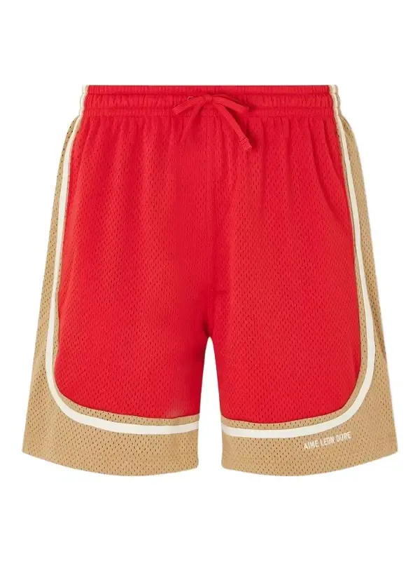 Novelty Straight-Leg Logo-Embroidered Mesh Drawstring Shorts - Men