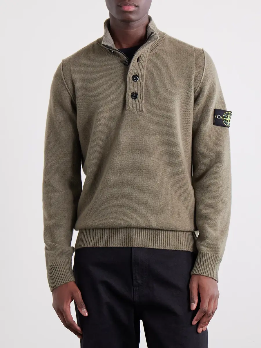 Stone Island Virgin Wool-Blend Polo Sweater - Men | Thumbnail 3