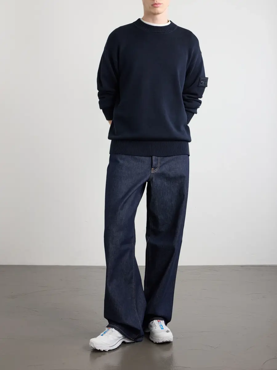 Stone Island GHOST Logo-Appliquéd Cotton and Cashmere-Blend Sweater - Men | Thumbnail 2 Stone Island GHOST Logo-Appliquéd Cotton and Cashmere-Blend Sweater - Men | Thumbnail 2