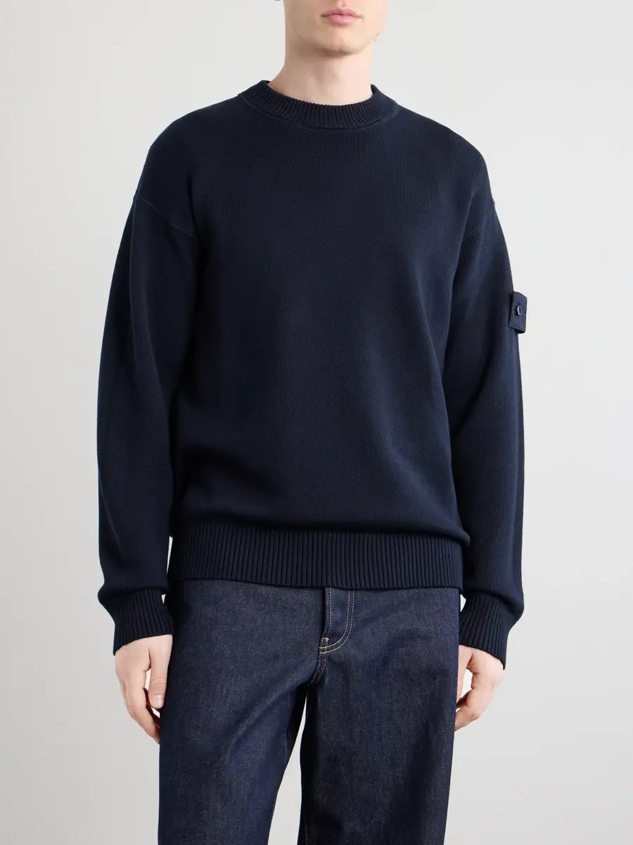 Stone Island GHOST Logo-Appliquéd Cotton and Cashmere-Blend Sweater - Men | Thumbnail 3 Stone Island GHOST Logo-Appliquéd Cotton and Cashmere-Blend Sweater - Men | Thumbnail 3