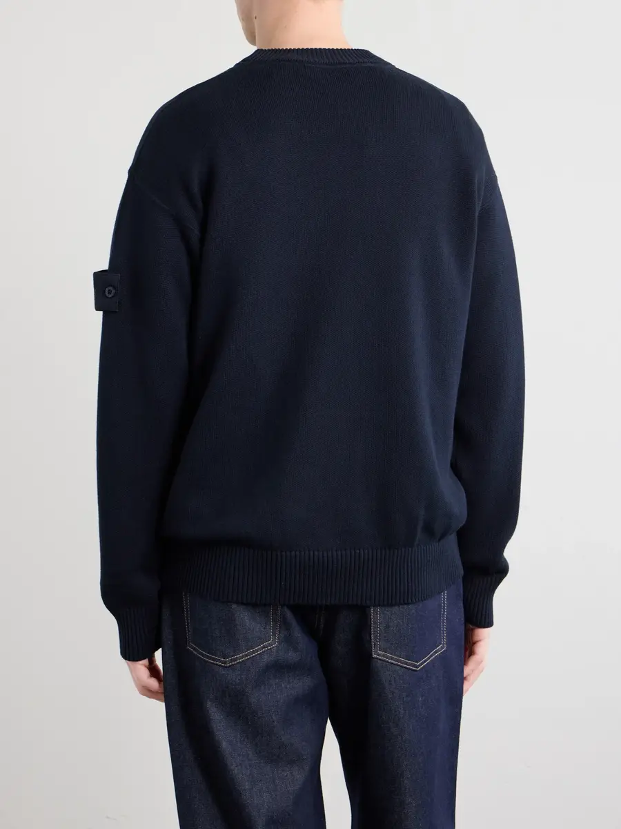 Stone Island GHOST Logo-Appliquéd Cotton and Cashmere-Blend Sweater - Men | Thumbnail 4 Stone Island GHOST Logo-Appliquéd Cotton and Cashmere-Blend Sweater - Men | Thumbnail 4