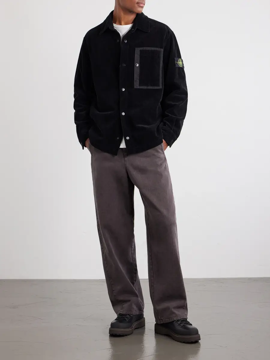 Stone Island Logo-Appliquéd Garment-Dyed Organic Cotton-Corduroy 880 Shirt - Men | Thumbnail 2 Stone Island Logo-Appliquéd Garment-Dyed Organic Cotton-Corduroy 880 Shirt - Men | Thumbnail 2