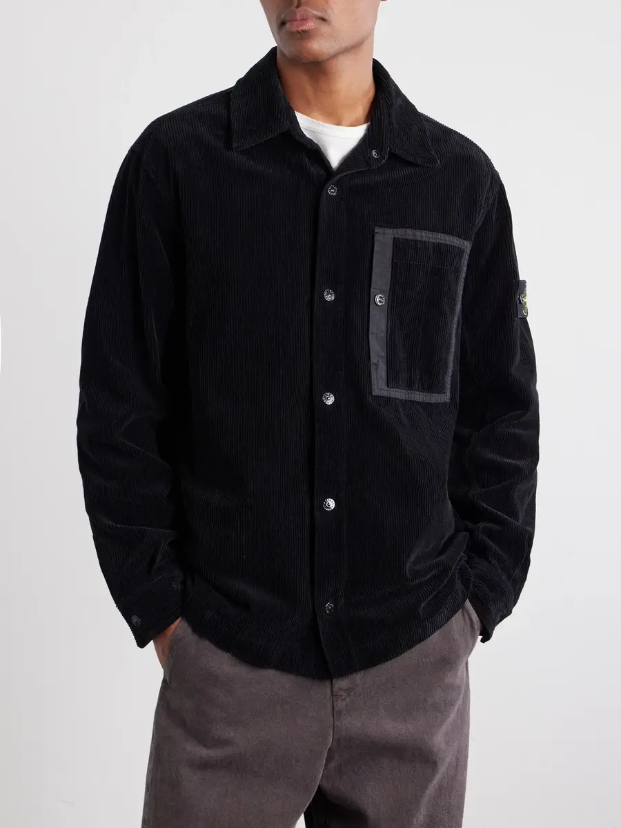 Stone Island Logo-Appliquéd Garment-Dyed Organic Cotton-Corduroy 880 Shirt - Men | Thumbnail 3 Stone Island Logo-Appliquéd Garment-Dyed Organic Cotton-Corduroy 880 Shirt - Men | Thumbnail 3