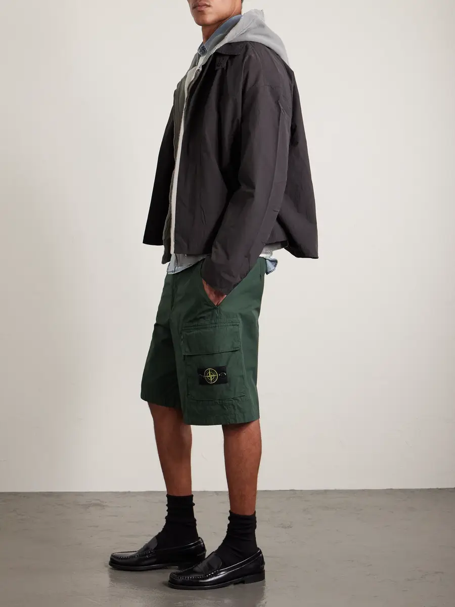 Stone Island Straight-Leg Organic Cotton-Canvas Cargo Shorts - Men | Thumbnail 2 Stone Island Straight-Leg Organic Cotton-Canvas Cargo Shorts - Men | Thumbnail 2