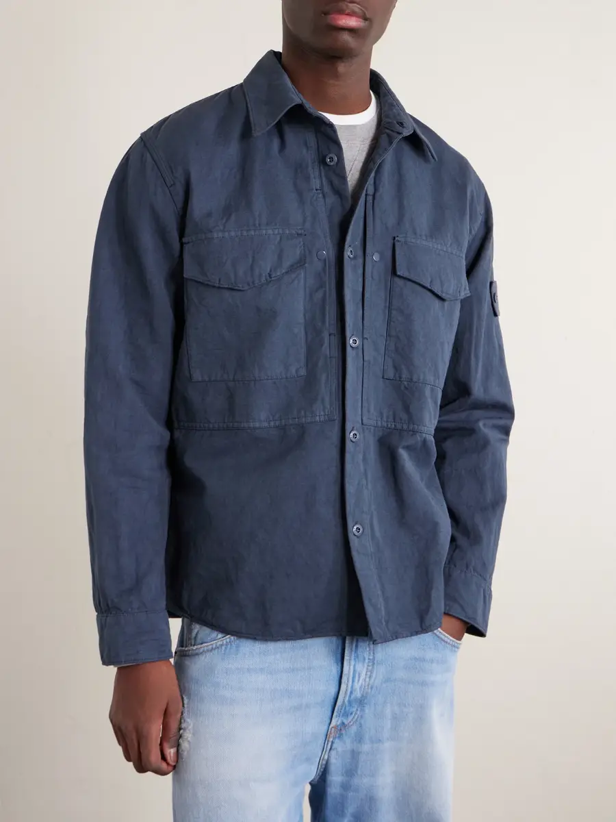Stone Island GHOST Garment-Dyed Cotton and Linen-Canvas Overshirt - Men | Thumbnail 3 Stone Island GHOST Garment-Dyed Cotton and Linen-Canvas Overshirt - Men | Thumbnail 3