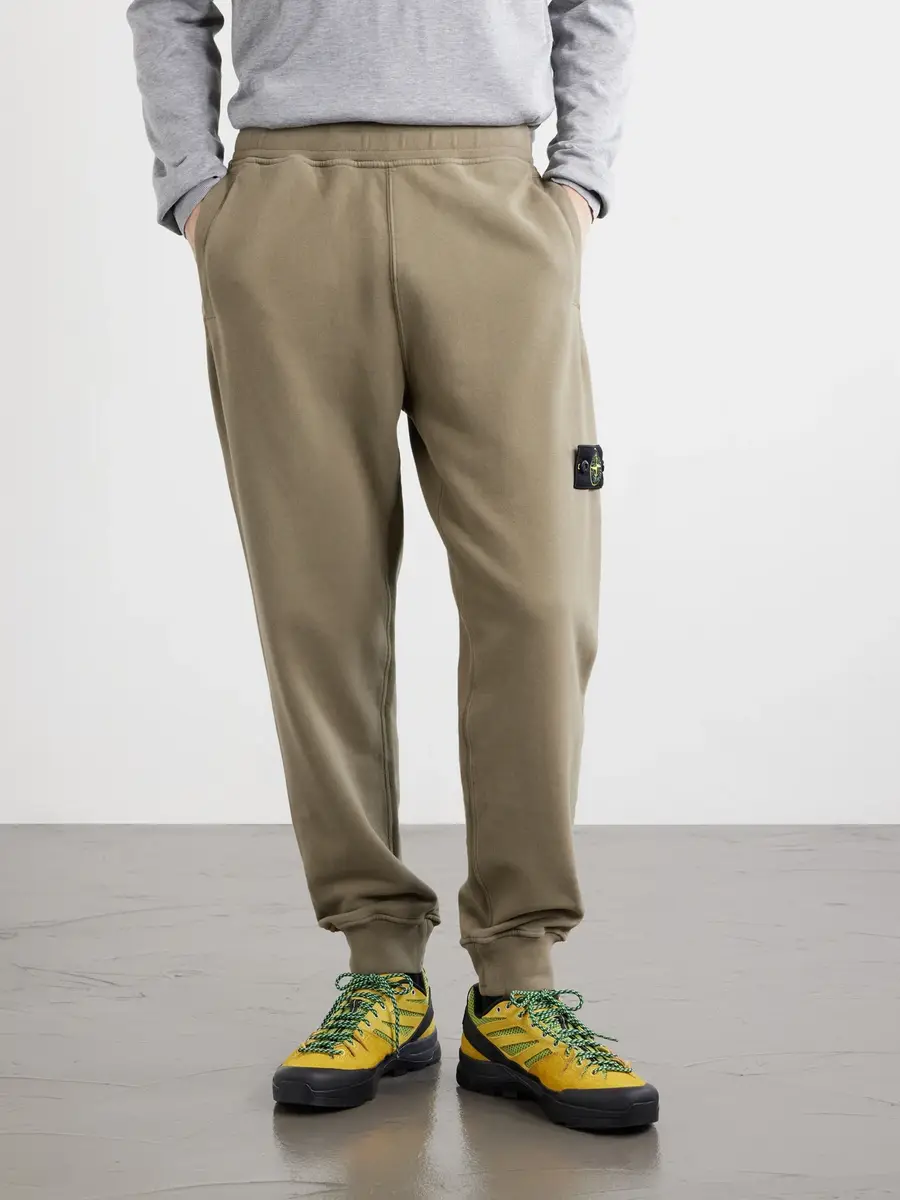 Stone Island Logo-Appliquéd Brushed Cotton-Fleece Sweatpants - Men | Thumbnail 3
