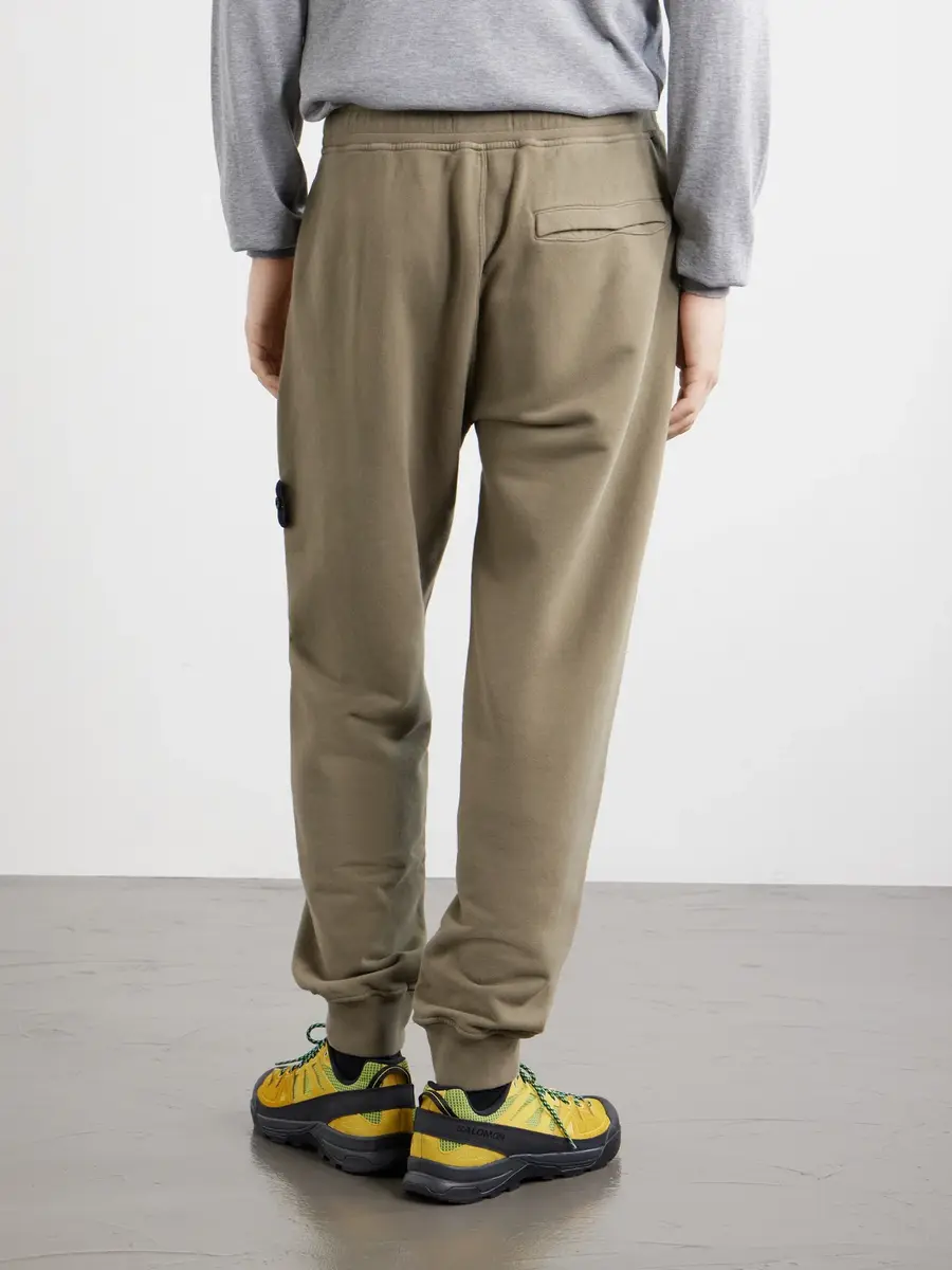Stone Island Logo-Appliquéd Brushed Cotton-Fleece Sweatpants - Men | Thumbnail 4
