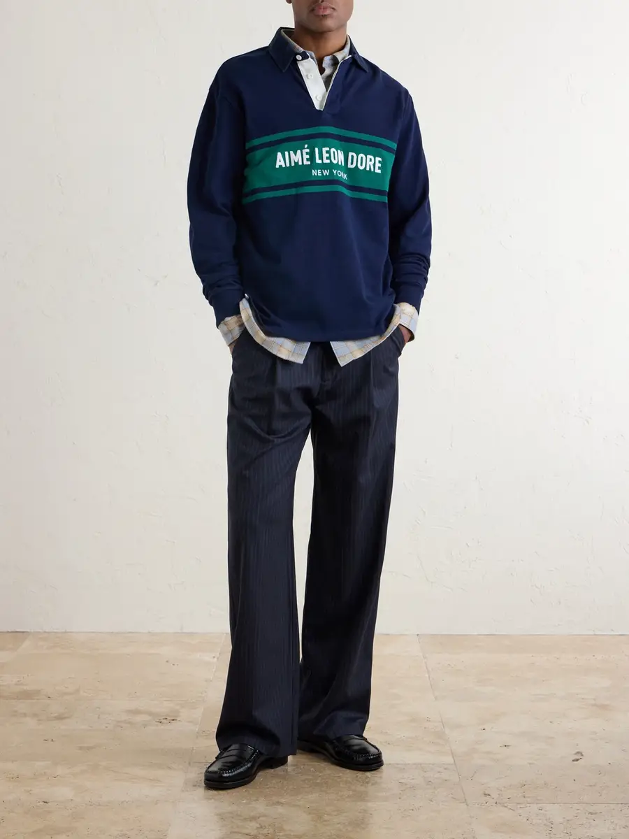 Aimé Leon Dore Logo-Embroidered Cotton-Jersey Polo Sweater - Men | Thumbnail 2 Aimé Leon Dore Logo-Embroidered Cotton-Jersey Polo Sweater - Men | Thumbnail 2