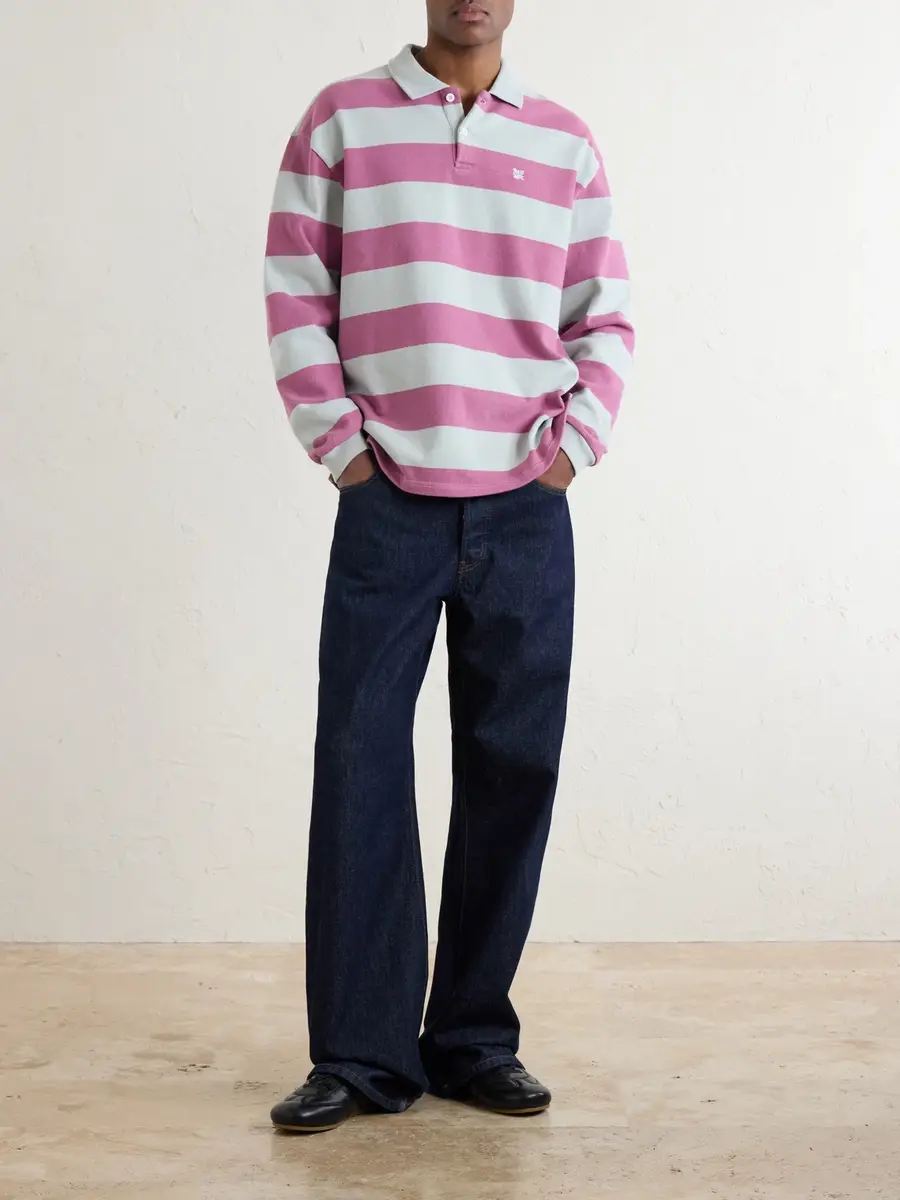 Aimé Leon Dore Striped Cotton-Jersey Polo Sweater - Men | Thumbnail 2