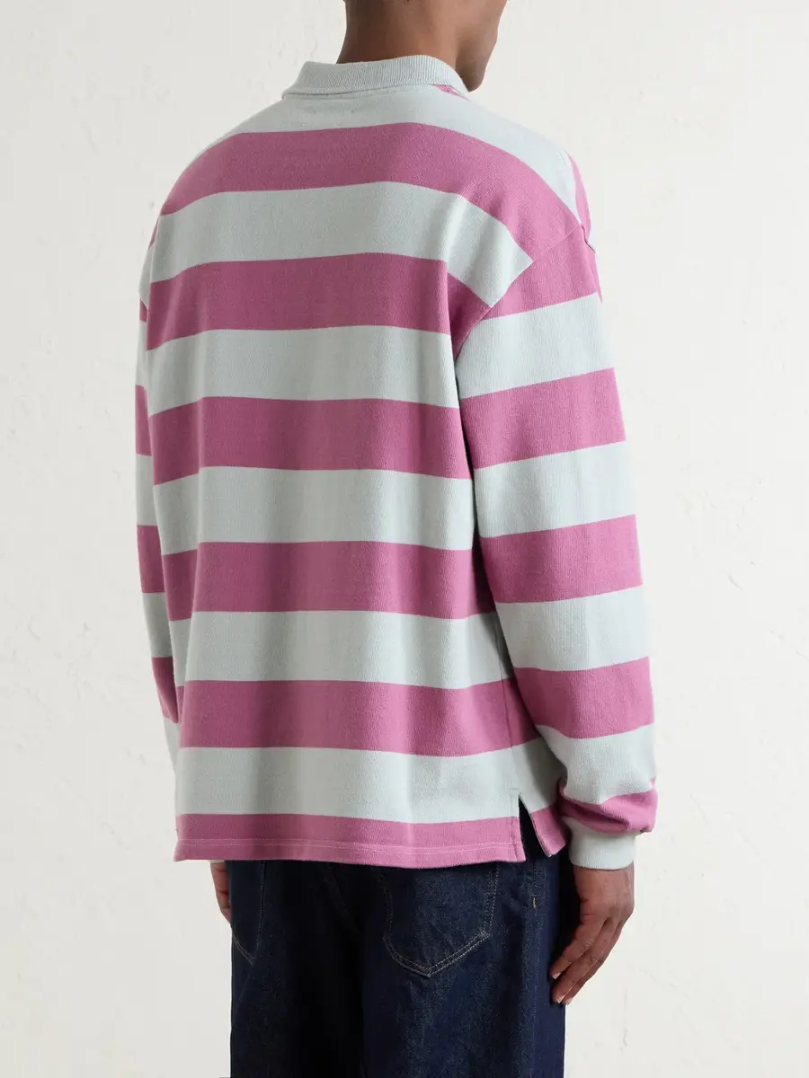 Aimé Leon Dore Striped Cotton-Jersey Polo Sweater - Men | Thumbnail 4
