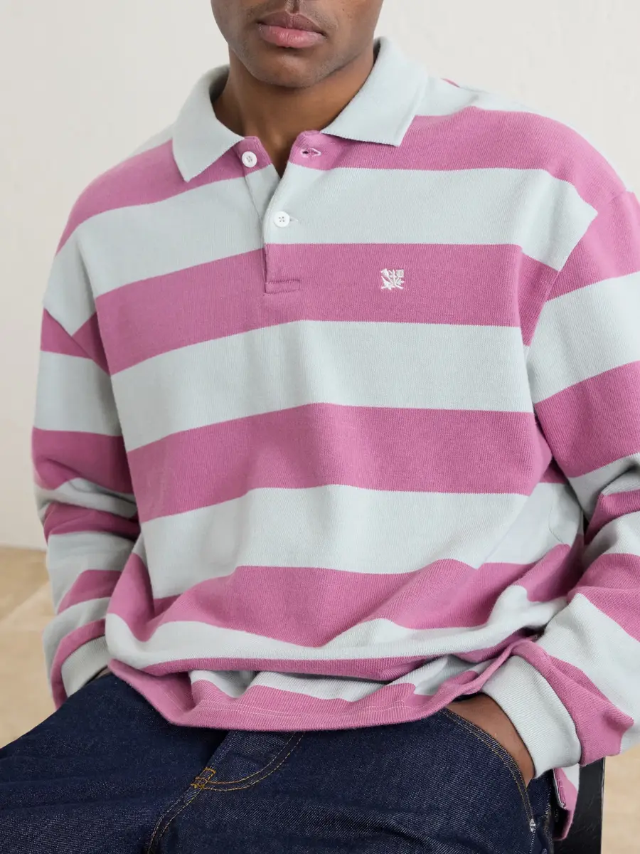 Aimé Leon Dore Striped Cotton-Jersey Polo Sweater - Men | Thumbnail 5